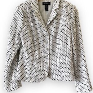 Cachet Evening Jacket Elegant Ladies Black White Dot Size 10